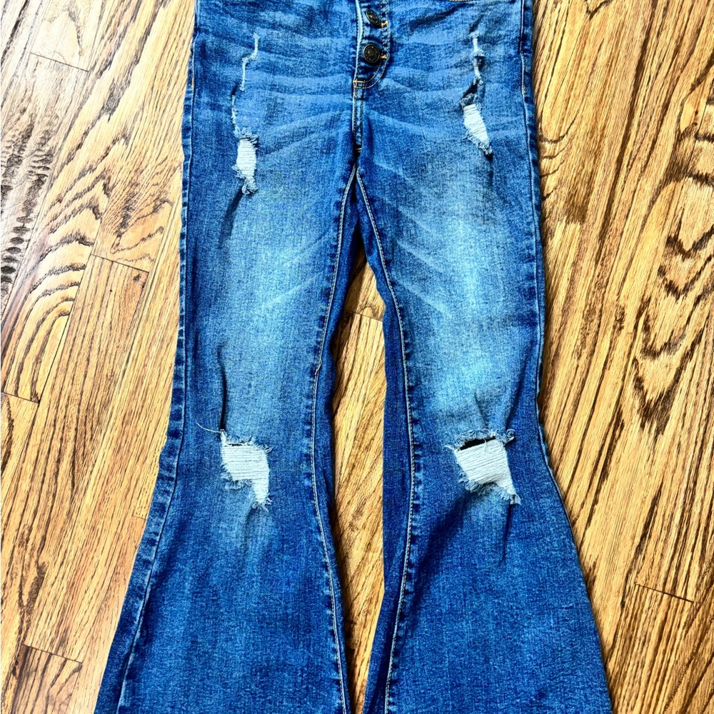 Jessica Simpson Blue Distressed Flare Jeans